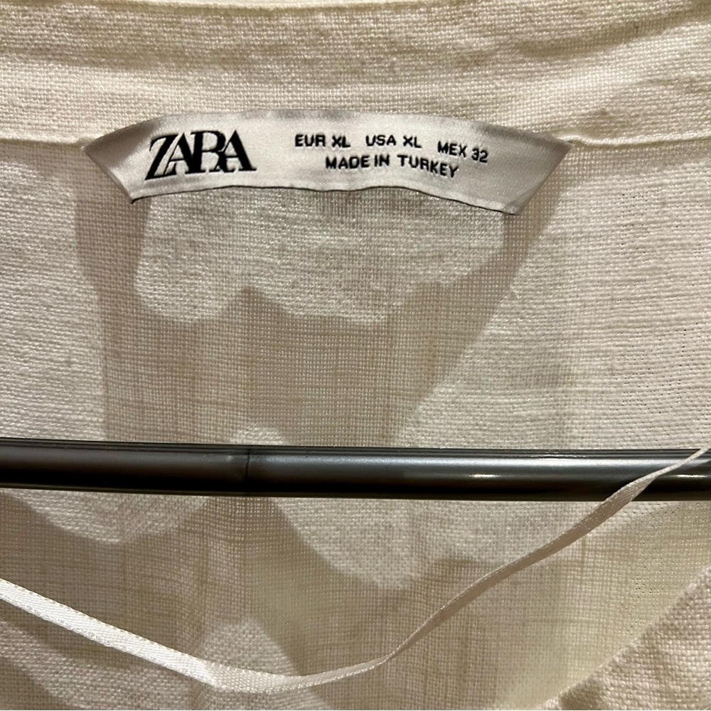 Zara White Linen V-Neck Tunic Top. Size XL. Excellent used condition. - Picture 10 of 12